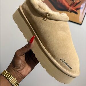 Cozy Tan Suede Mules